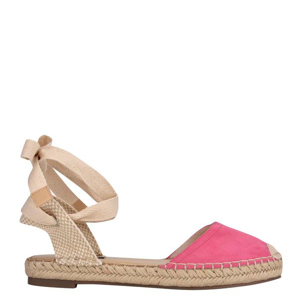 Nine West Mage Ankle Wrap Espadrille Pink Flat Sandals | Ireland 69Q16-1F36